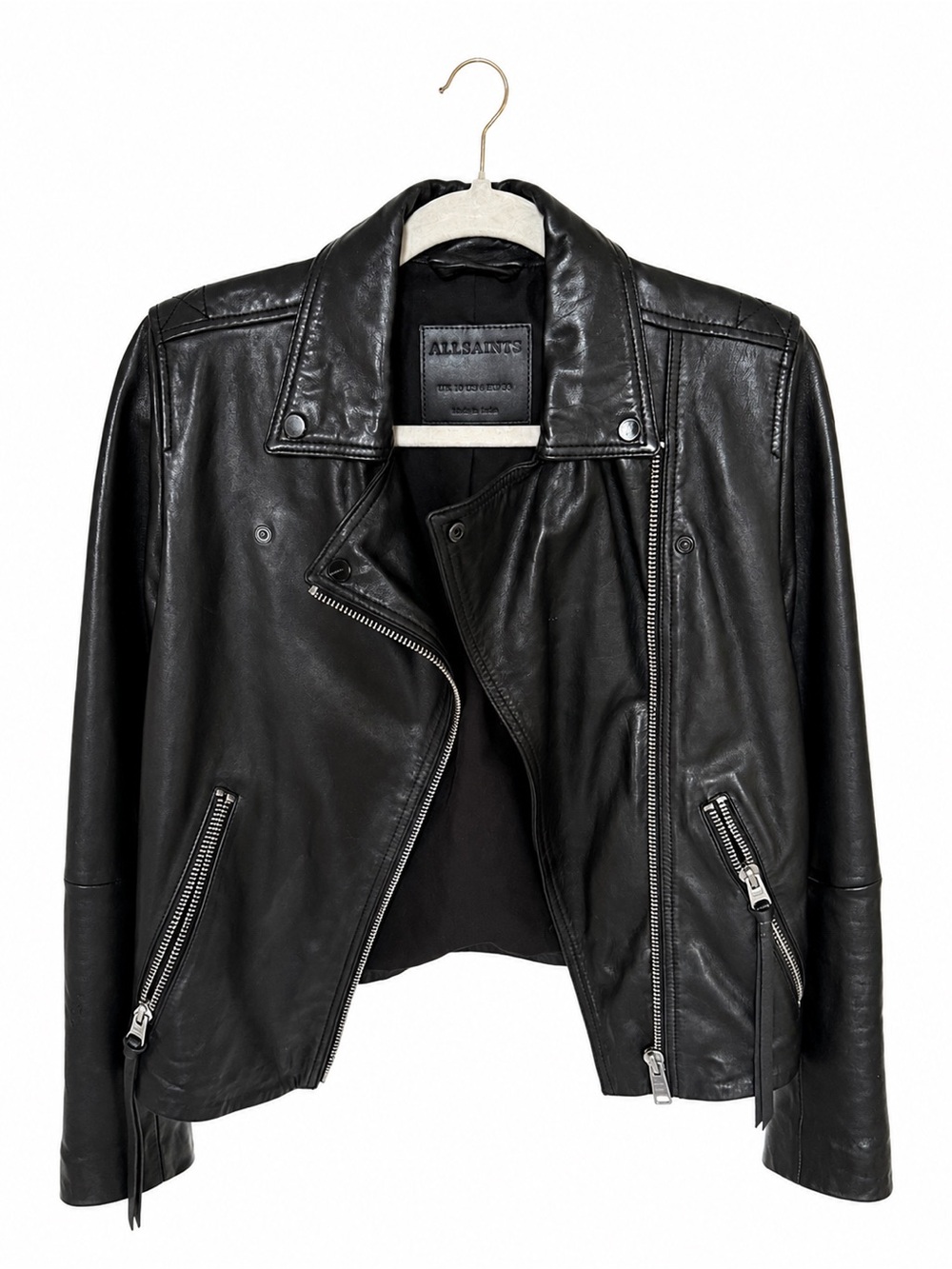AllSaints Black Leather Moto Jacket